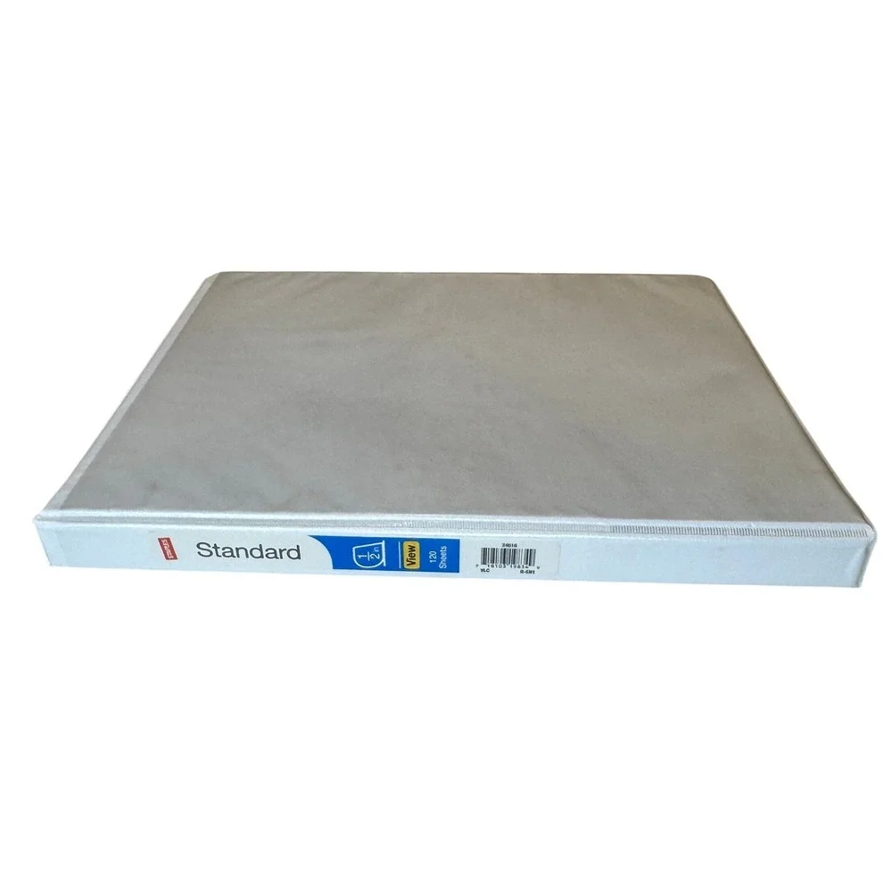 Staples Standard 0.5 Inch 3-Ring View‎ Binder White 120 Sheet Capacity 24858